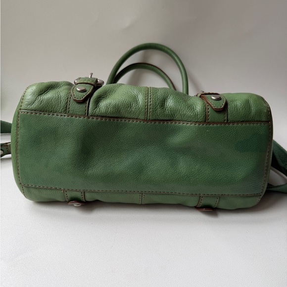 Fossil Maddox Green Leather Satchel Bag Rare - Picture 11 of 16